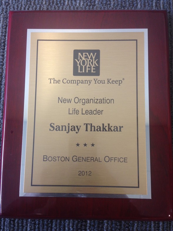 2012 Leader of Life Insurance award